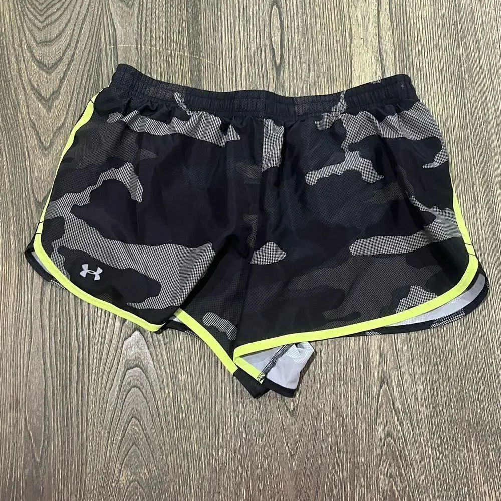 Under Armour Womens UA Running Shorts Elastic Waist Pull-On Gray Black Size S